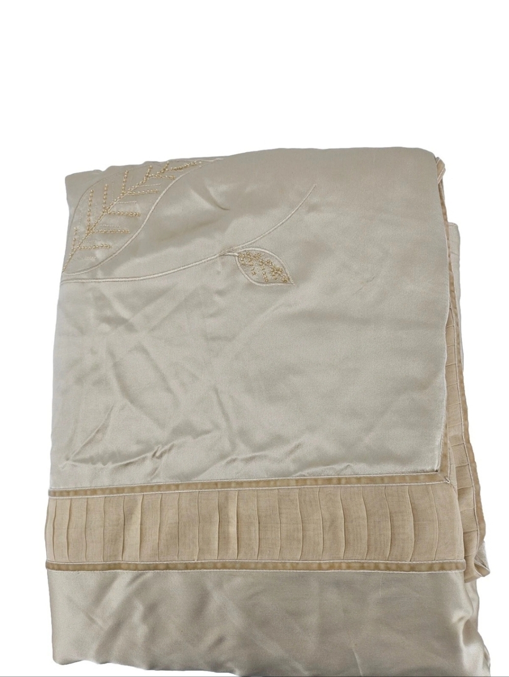Kumi Kookoon Silk Leaves Embellishments Duvet Cover Beige/gold Queen 92x102 - Picture 14 of 15